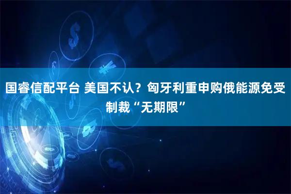 国睿信配平台 美国不认？匈牙利重申购俄能源免受制裁“无期限”