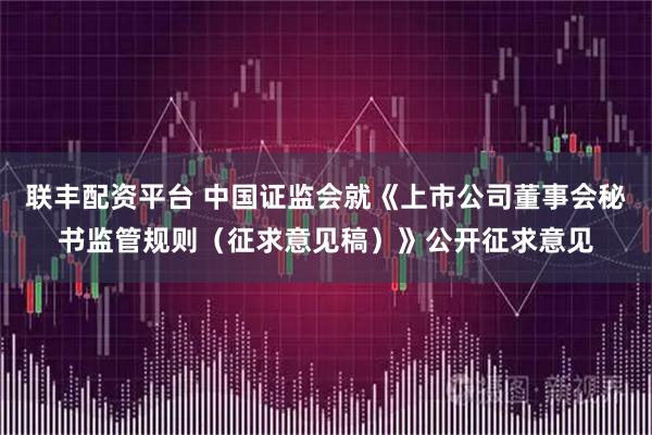 联丰配资平台 中国证监会就《上市公司董事会秘书监管规则（征求意见稿）》公开征求意见